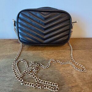 Black Quilted Chain Strap Crossbody Bag Gold Chain Designer Inspired